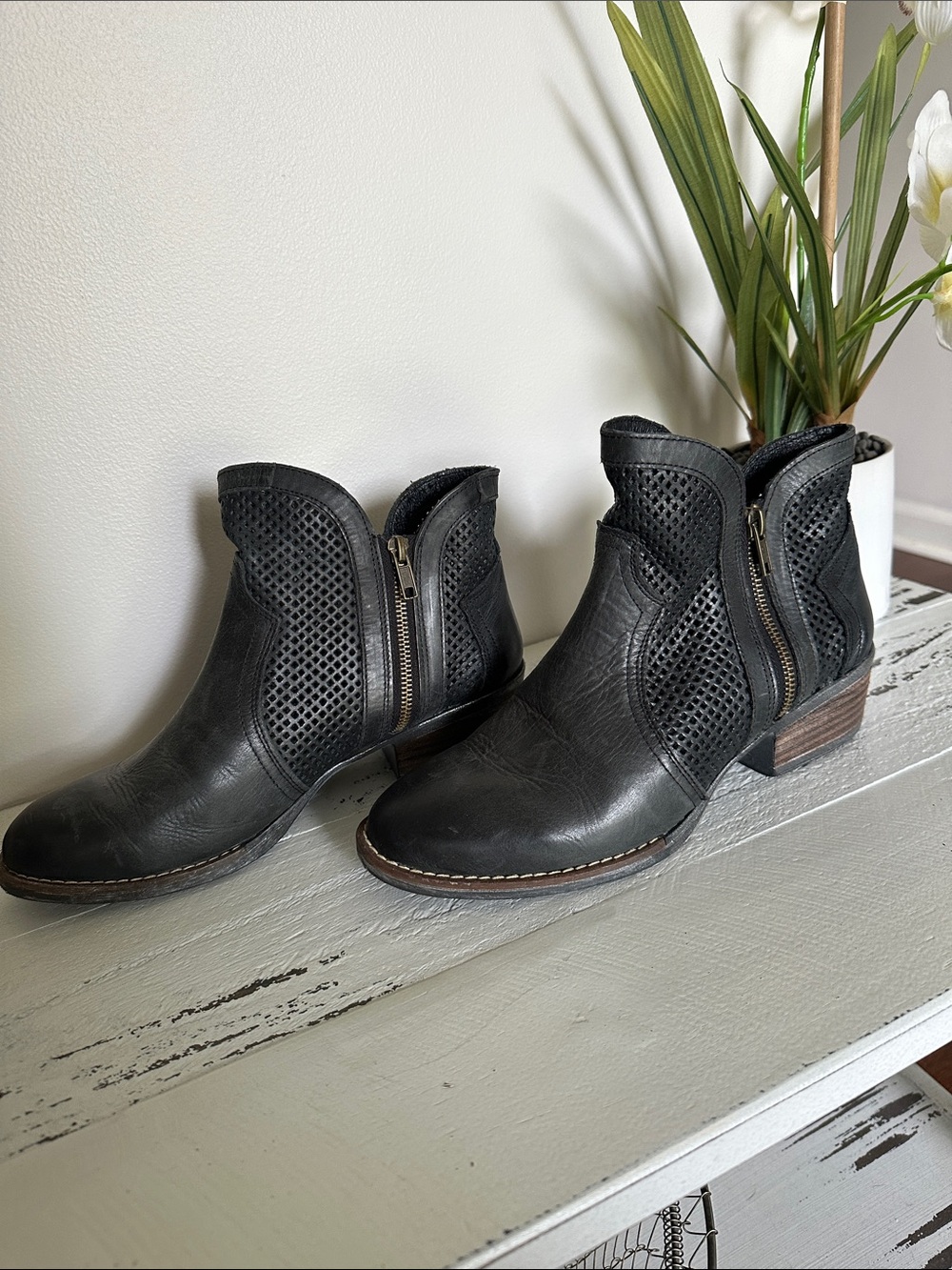 Sterling River Black Ankle Booties with Side Zips